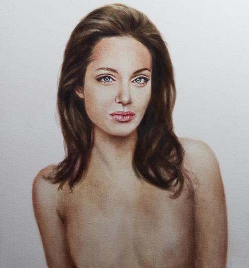 Bức tranh Johan Andersson vẽ Angelina sau phẫu thuật cắt ngực.